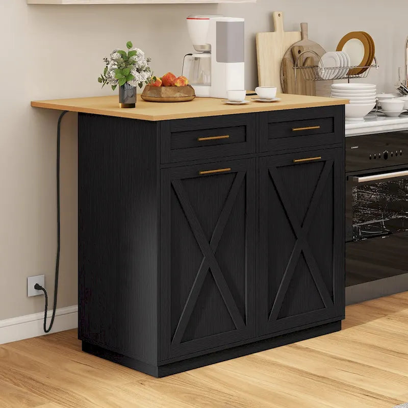 Îlot de cuisine avec abattant et meuble poubelle double basculant