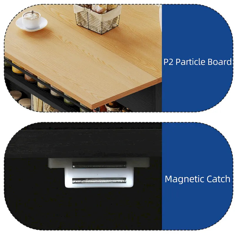 Îlot de cuisine avec abattant et meuble poubelle double basculant