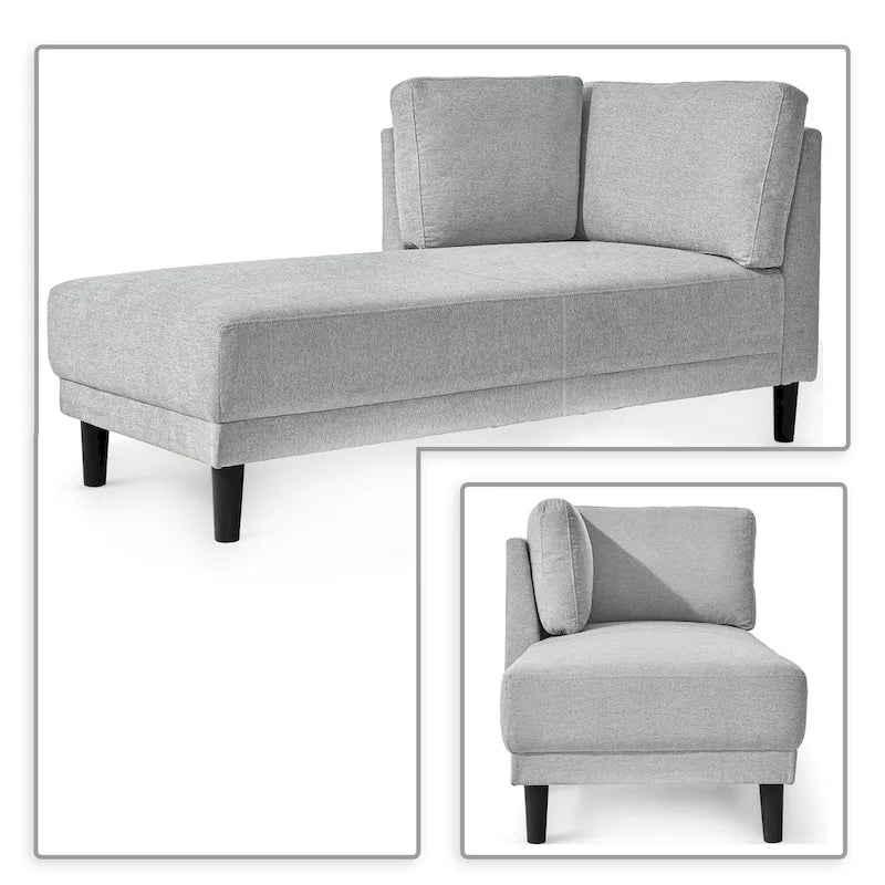 Élégante chaise longue de loisir individuelle rembourrée en tissu de lin pour l'intérieur