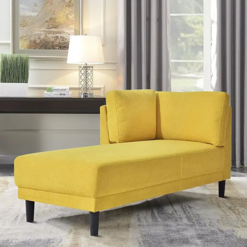 Élégante chaise longue de loisir individuelle rembourrée en tissu de lin pour l'intérieur