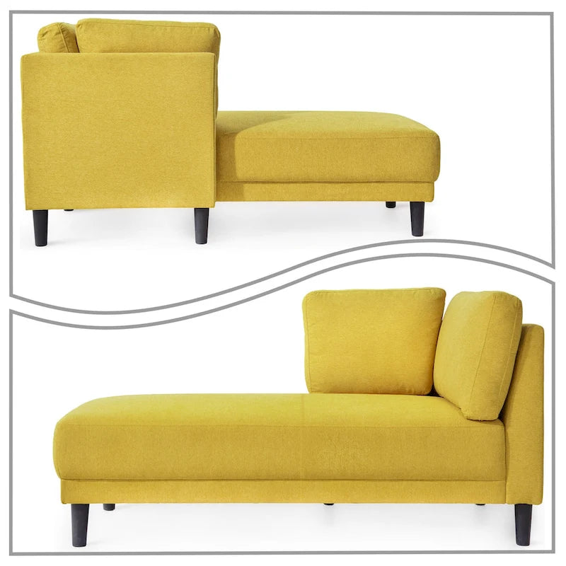 Élégante chaise longue de loisir individuelle rembourrée en tissu de lin pour l'intérieur