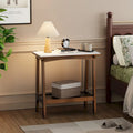 Table d'appoint étroite marron en ardoise avec étagère de rangement