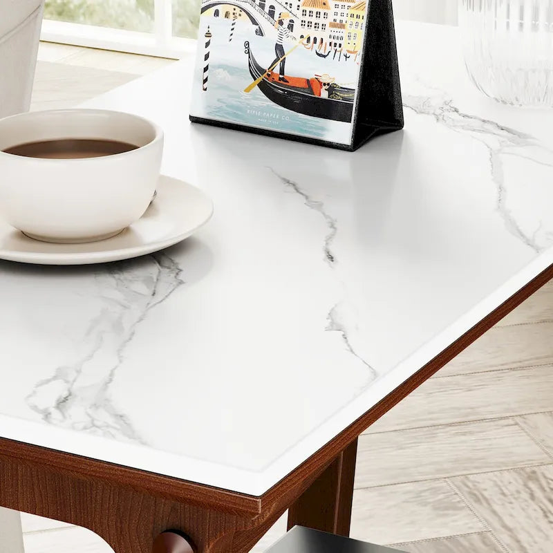 Table d'appoint étroite marron en ardoise avec étagère de rangement