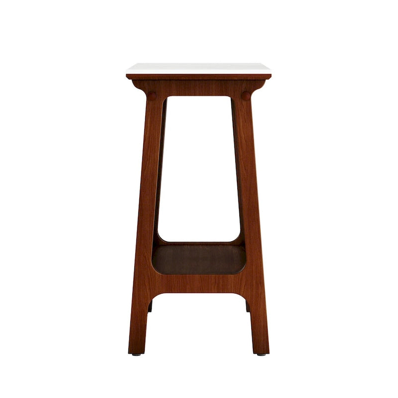 Table d'appoint étroite marron en ardoise avec étagère de rangement