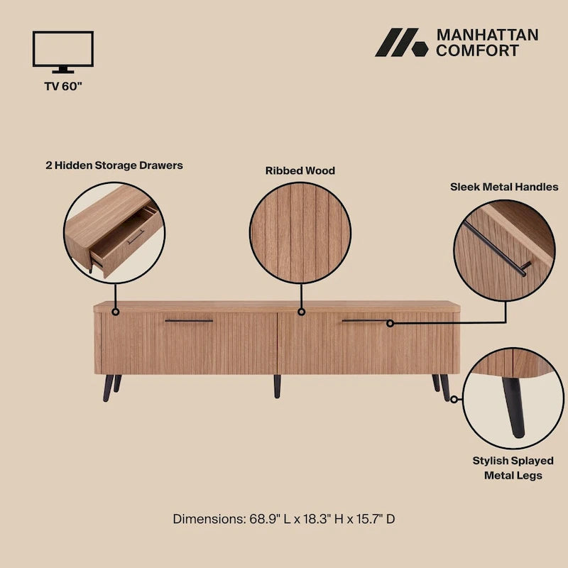 Meuble TV Manhattan Comfort Mid Century Modern Jodie 175 cm
