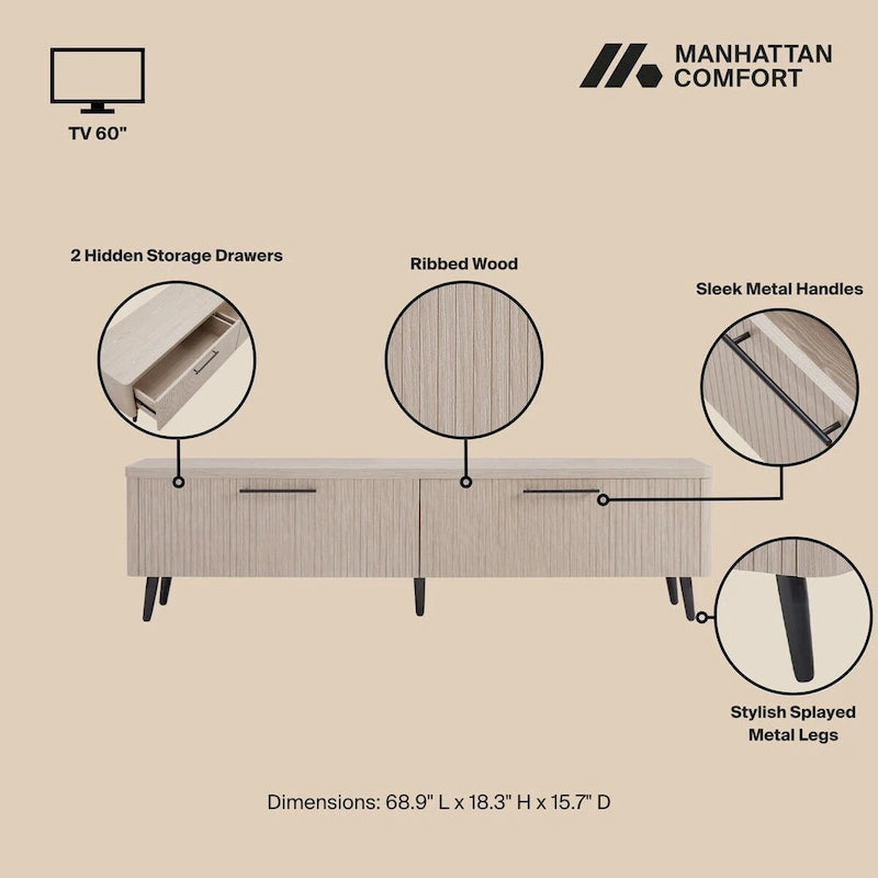 Meuble TV Manhattan Comfort Mid Century Modern Jodie 175 cm