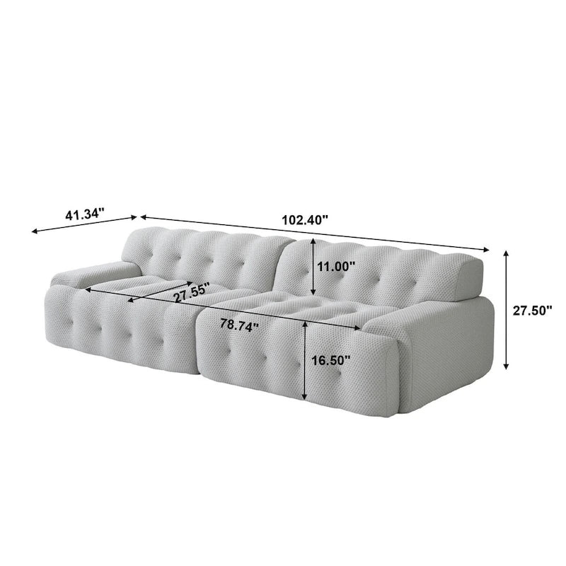 102.4 Canapé nuage, Canapé 3 places rembourré en tissu 3D, Canapé d'angle pour salon, appartement