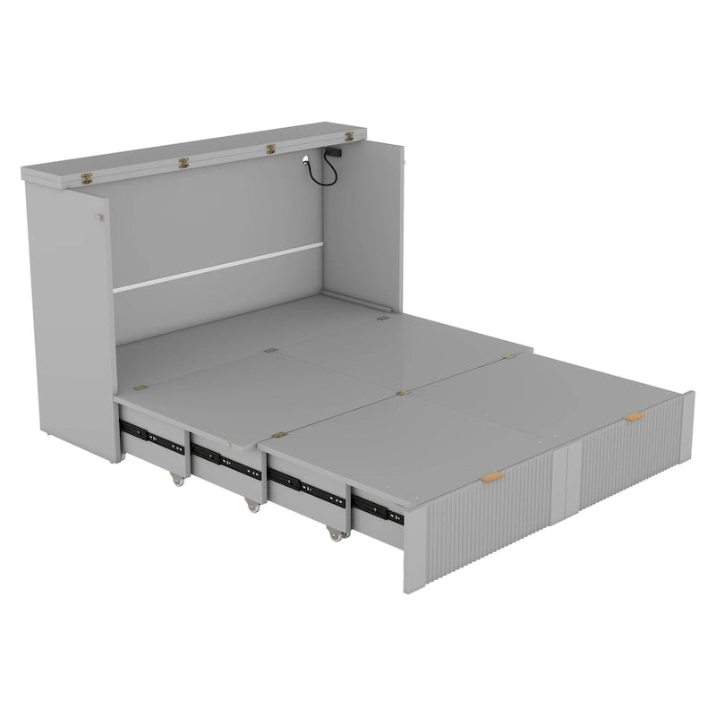 Lit escamotable Merax avec tiroir et un ensemble de prises et de ports USB