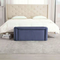 Banc de bout de lit, Pouf de rangement rembourré en tissu avec charnière de sécurité, Repose-pieds rembourré pour entrée,