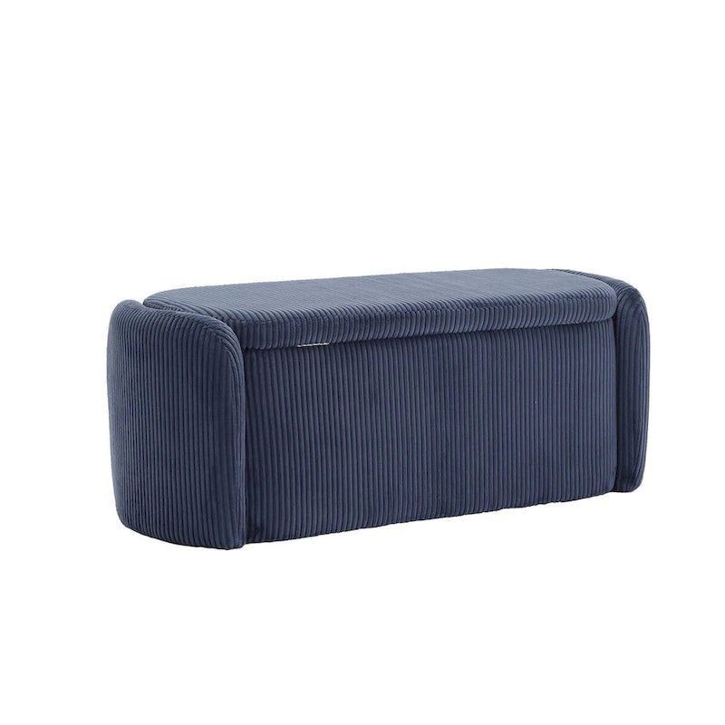Banc de bout de lit, Pouf de rangement rembourré en tissu avec charnière de sécurité, Repose-pieds rembourré pour entrée,