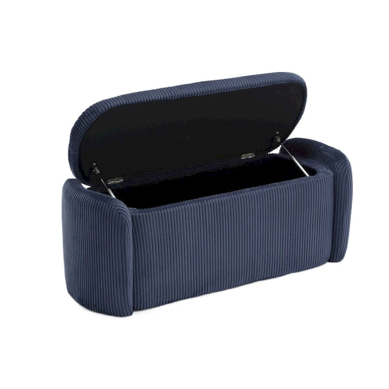 Banc de bout de lit, Pouf de rangement rembourré en tissu avec charnière de sécurité, Repose-pieds rembourré pour entrée,
