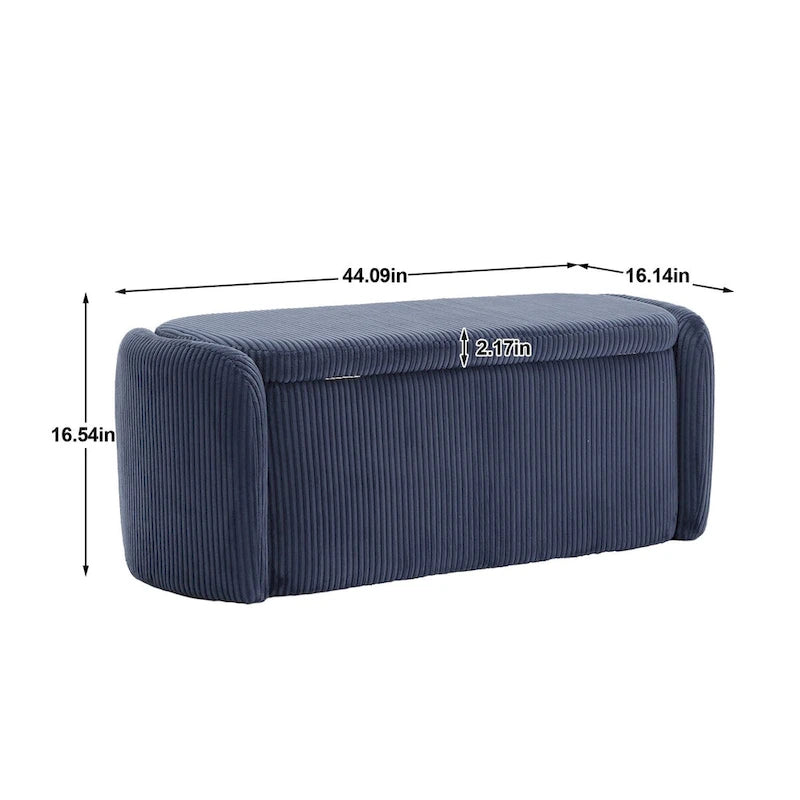 Banc de bout de lit, Pouf de rangement rembourré en tissu avec charnière de sécurité, Repose-pieds rembourré pour entrée,