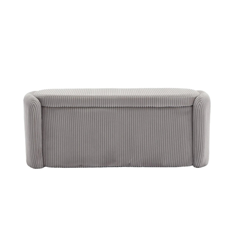 Banc de bout de lit, Pouf de rangement rembourré en tissu avec charnière de sécurité, Repose-pieds rembourré pour entrée,
