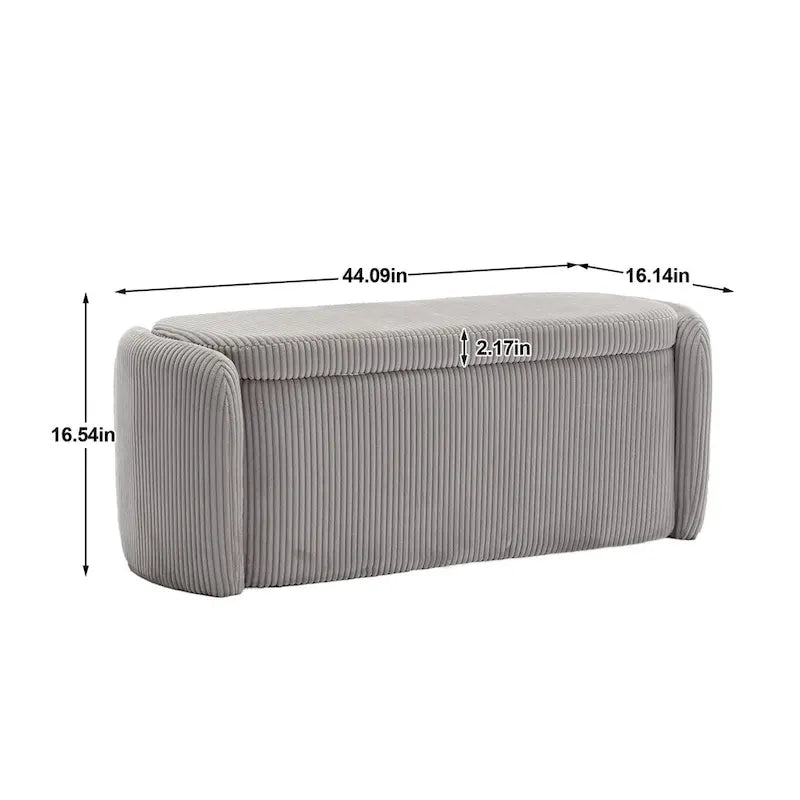 Banc de bout de lit, Pouf de rangement rembourré en tissu avec charnière de sécurité, Repose-pieds rembourré pour entrée,
