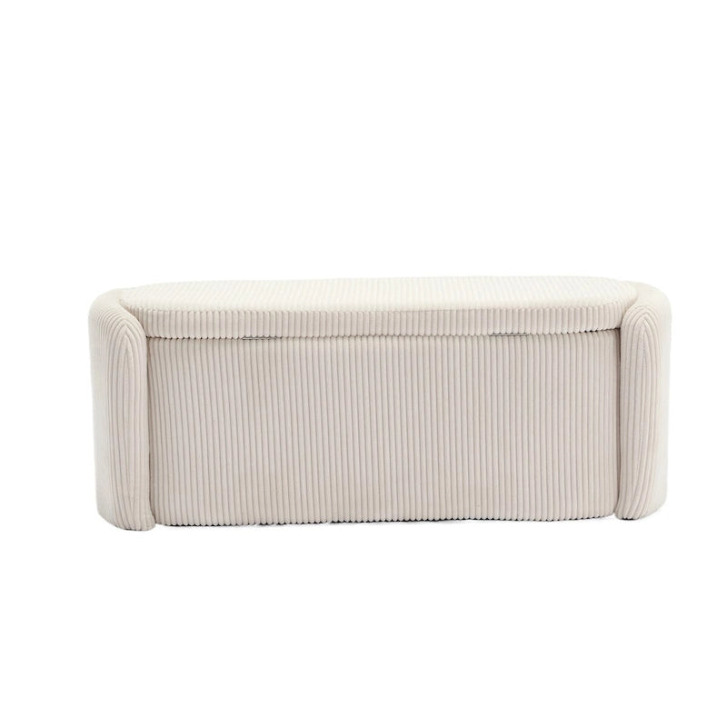 Banc de bout de lit, Pouf de rangement rembourré en tissu avec charnière de sécurité, Repose-pieds rembourré pour entrée,