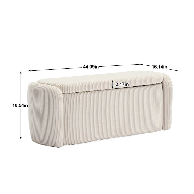 Banc de bout de lit, Pouf de rangement rembourré en tissu avec charnière de sécurité, Repose-pieds rembourré pour entrée,