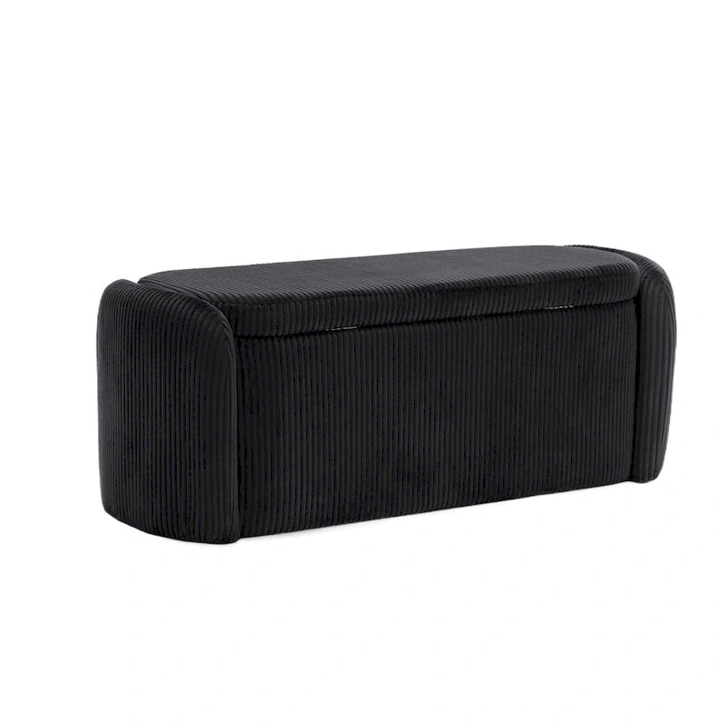 Banc de bout de lit, Pouf de rangement rembourré en tissu avec charnière de sécurité, Repose-pieds rembourré pour entrée,