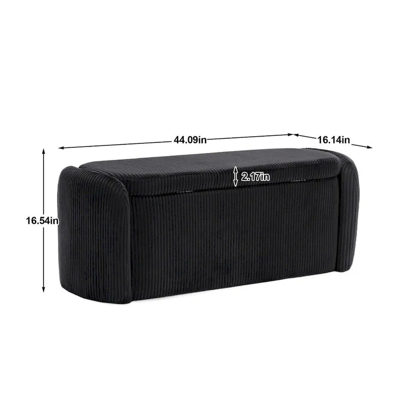 Banc de bout de lit, Pouf de rangement rembourré en tissu avec charnière de sécurité, Repose-pieds rembourré pour entrée,
