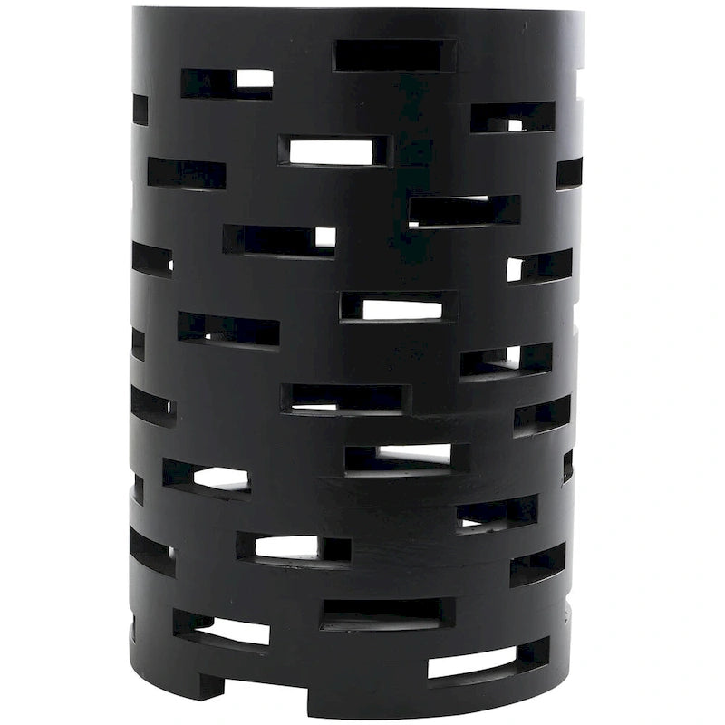 Table d'appoint latérale géométrique en bois inspirée des briques, découpée – Noir – Roche River Decor