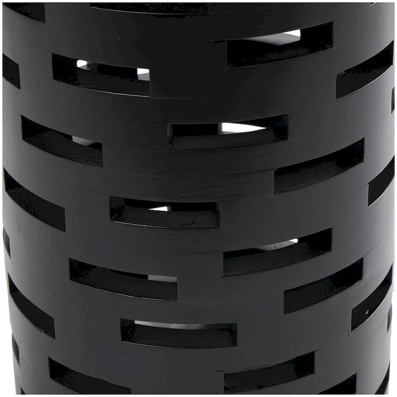 Table d'appoint latérale géométrique en bois inspirée des briques, découpée – Noir – Roche River Decor