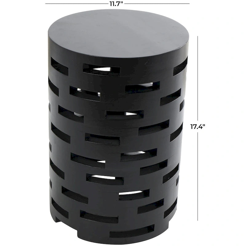 Table d'appoint latérale géométrique en bois inspirée des briques, découpée – Noir – Roche River Decor