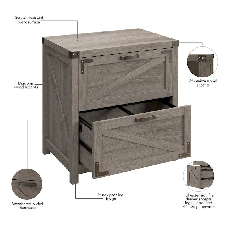 Meuble de classement latéral à 2 tiroirs Knoxville de Bush Furniture