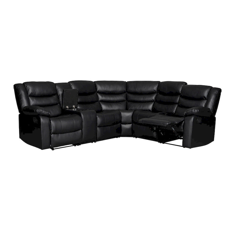 Canapé d'angle modulable inclinable manuel 106 avec 1 console et 2 porte-gobelets, salon/bureau