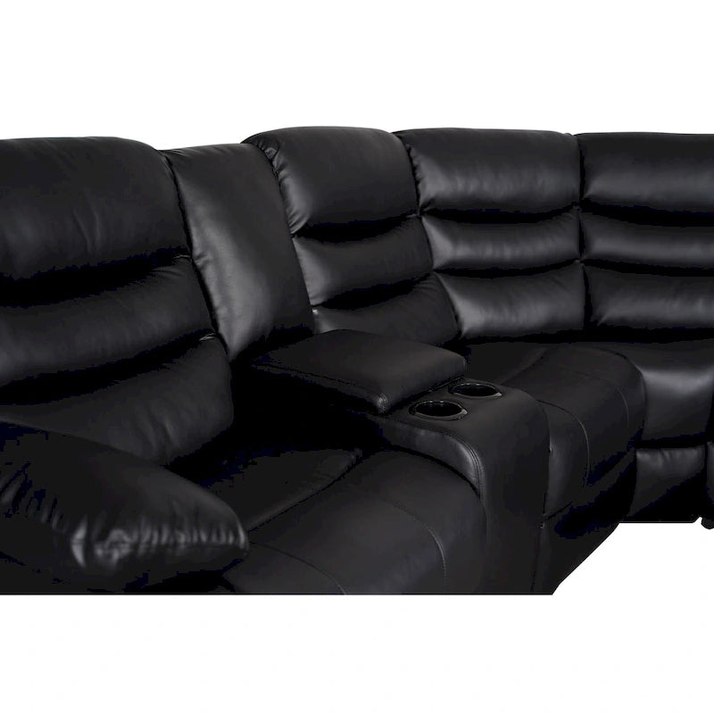 Canapé d'angle modulable inclinable manuel 106 avec 1 console et 2 porte-gobelets, salon/bureau