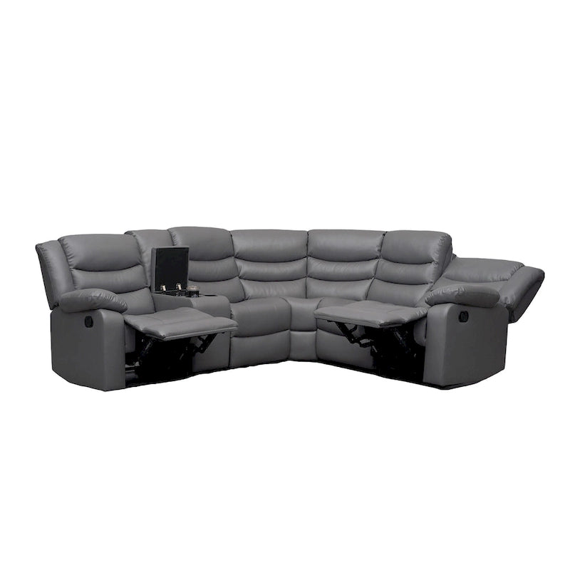 Canapé d'angle modulable inclinable manuel 106 avec 1 console et 2 porte-gobelets, salon/bureau