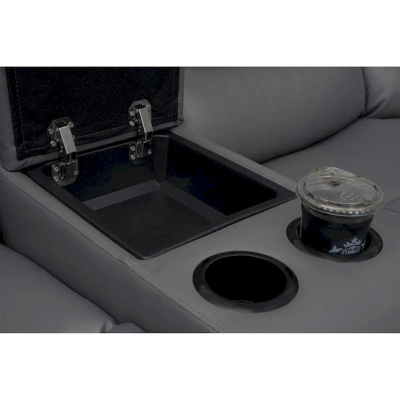 Canapé d'angle modulable inclinable manuel 106 avec 1 console et 2 porte-gobelets, salon/bureau