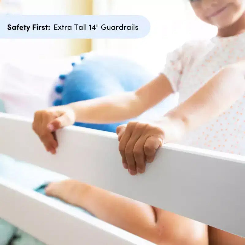 Lit bas mezzanine simple pour enfants avec toboggan et escalier, bois massif, 14 barrières de sécurité, capacité de 180 kg