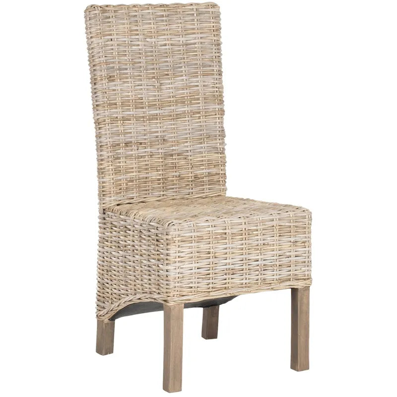 Lot de 2 chaises de salle à manger en osier naturel 48L x 56P x 104H cm, style bohème côtier