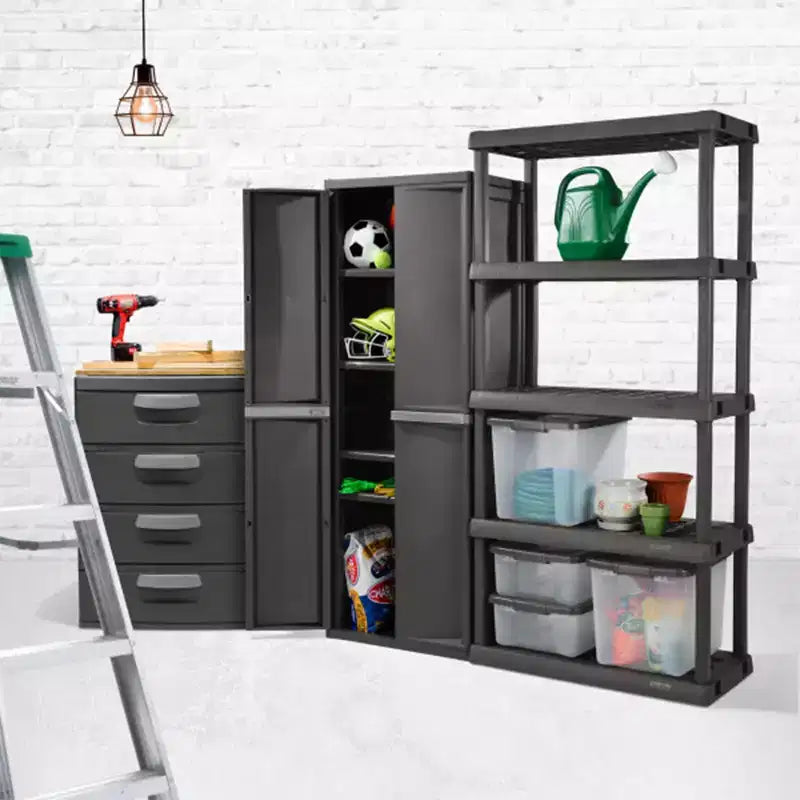 Lot de 2 armoires de rangement de garage Sterilite à 4 étagères réglables, gris