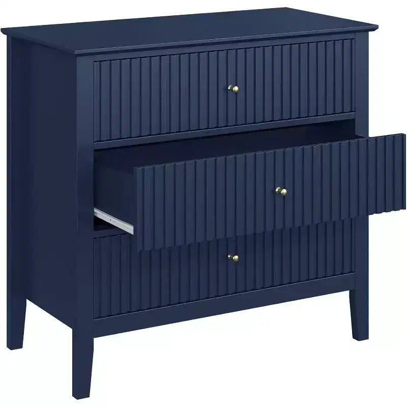 Heynemo Commode 3 Tiroirs, Table de Chevet en Bois Peint de 76 cm de Haut avec Rangement, Grande Commode Moderne avec Coulisses à Roulement à Billes