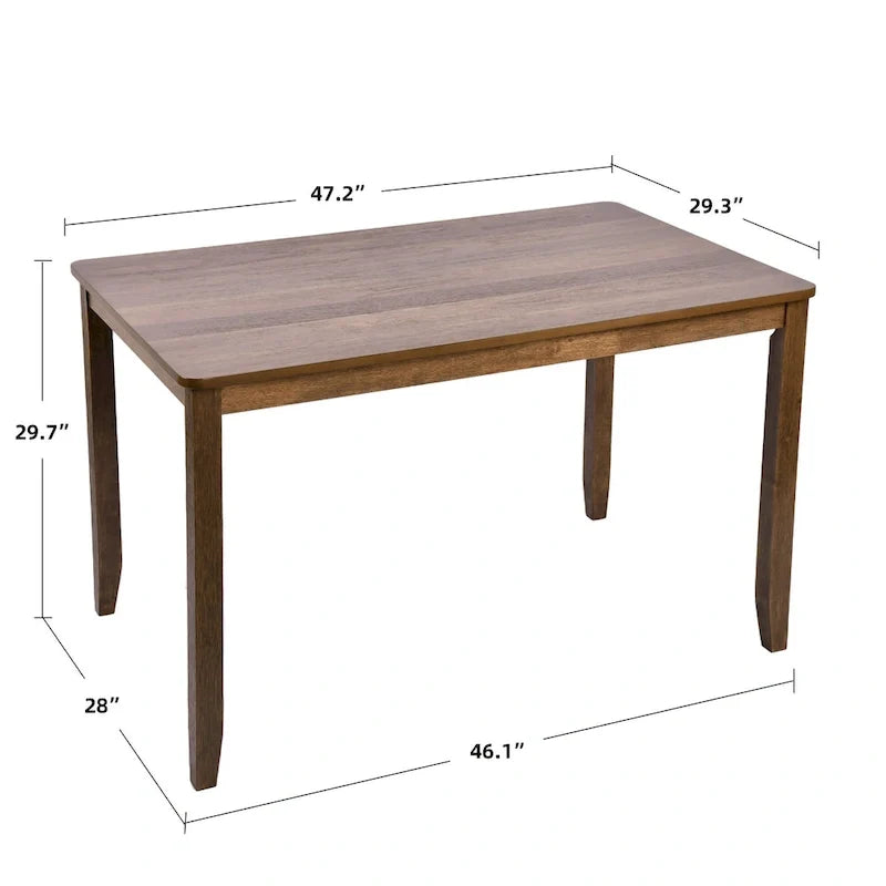 Ensembles de salle à manger 5 pièces en bois massif 47L (1 table + 4 chaises à dossier à lattes)