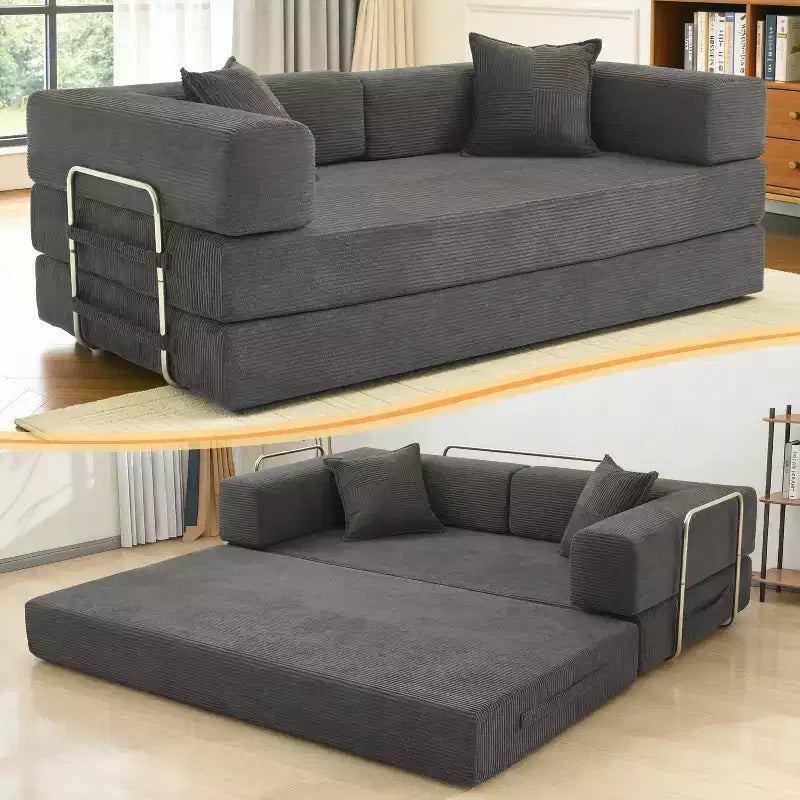 Dyonery 78Canapé-lit Pliant Convertible en Velours Côtelé Grand Lit de Sol 4-en-1 Combinaison Modulaire DIY Canapé Pliant Confortable.