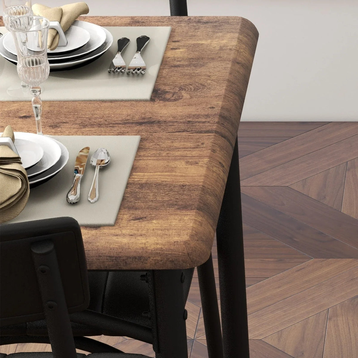 Ensemble table de salle à manger rectangulaire pour 4 avec chaises rembourrées