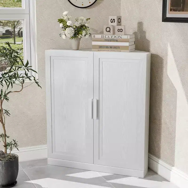 Meuble d'angle Dovelina avec étagères réglables, buffet, meuble à vin, meuble de cuisine et de salle à manger avec portes en bois - 31H x 31L, 36H x 31L
