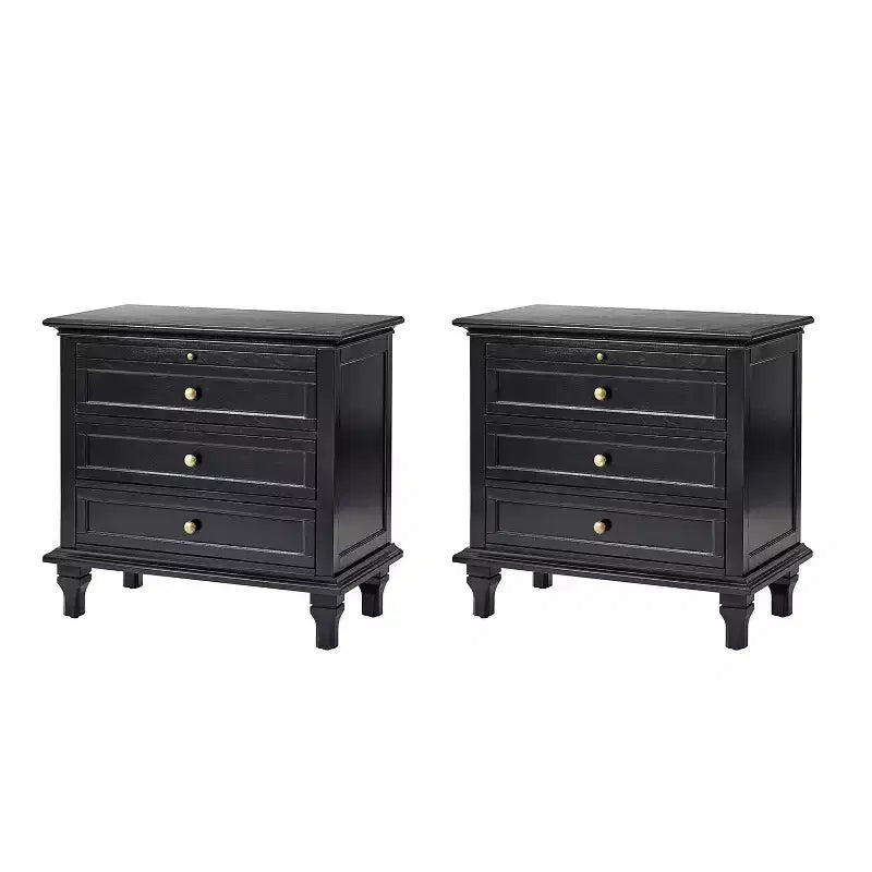 Table d'appoint Giorgio à 3 tiroirs avec prises intégrées, lot de 2 | HULALA HOME