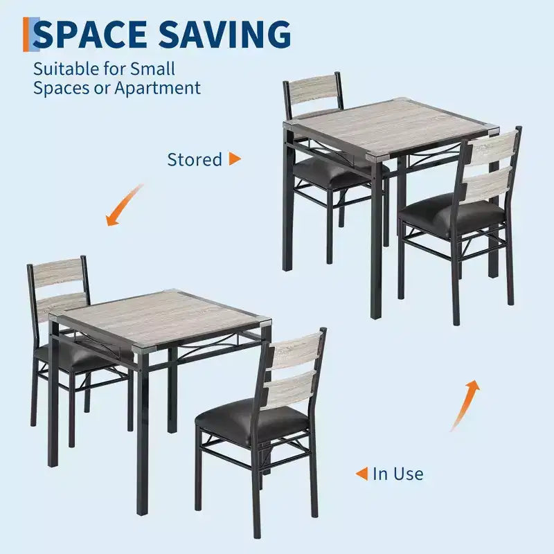 Ensemble table à manger pour 4 personnes, avec 4 chaises rembourrées, ensemble de 5 pièces de table de cuisine en bois avec protecteur de coin pour cuisine, appartement, petit espace.