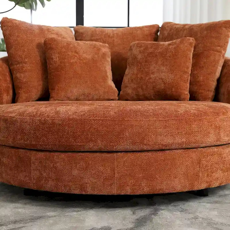 Fauteuil Moderne Rond Avec 5 Coussins Et Pouf Optionnel