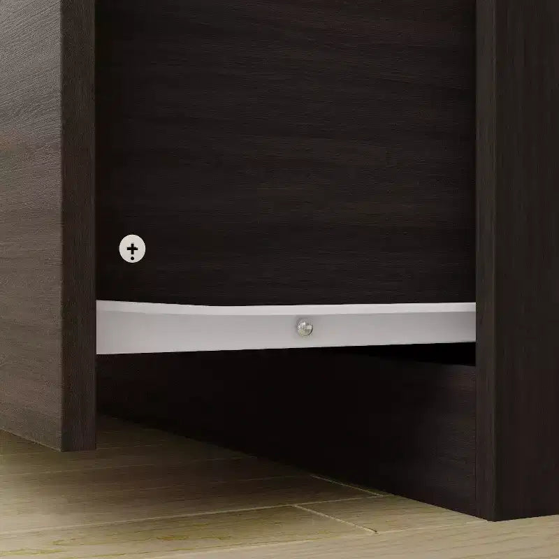 Hitow Armoire de rangement double tiroir avec portes miroir et zones de rangement