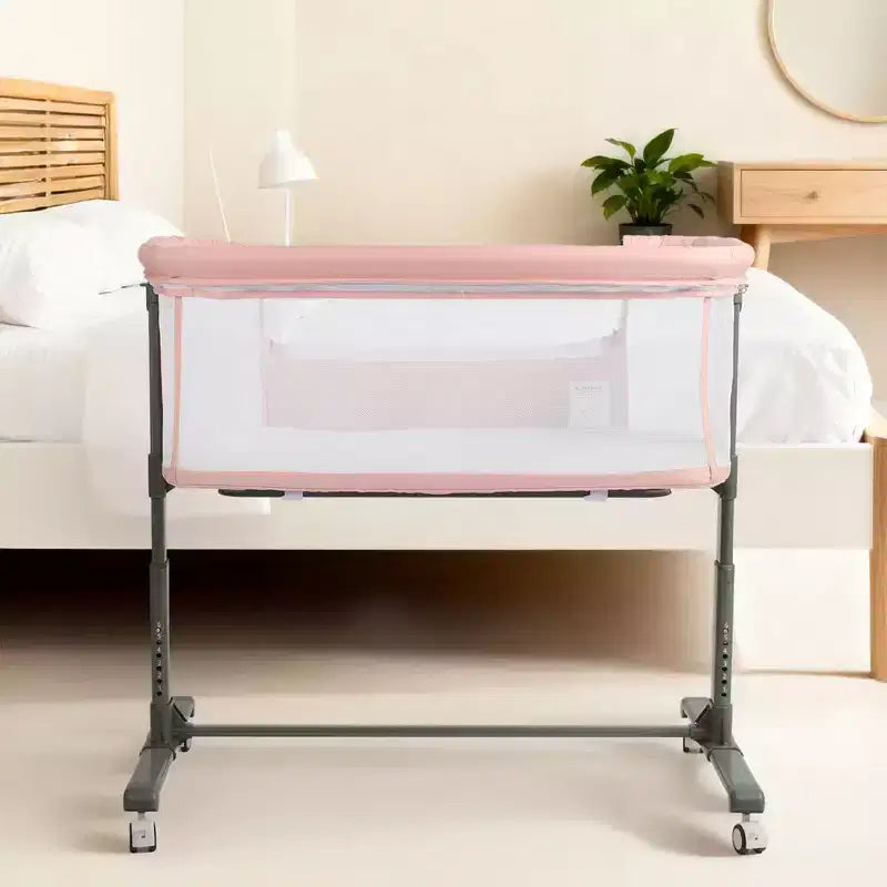 Berceau pour bébé avec roulettes – Beige / Gris / Rose, Cododo, pour 1 bébé