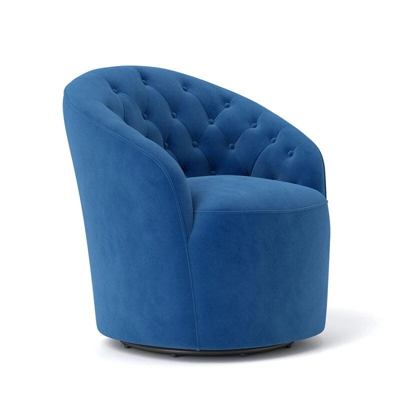 Fauteuil baril pivotant à 360 degrés SEYNAR moderne en velours avec dossier capitonné, lot de 2