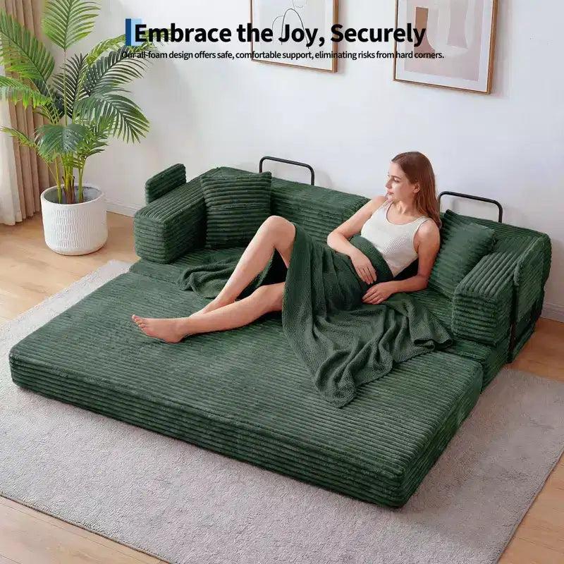 80,7 Canapé-lit convertible 5-en-1 – Corduroy, 1200 lbs, Aucun assemblage requis