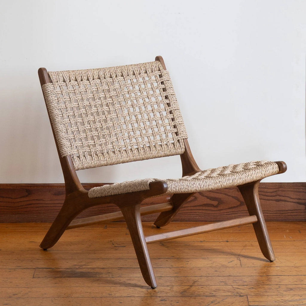 Fauteuil de jardin rustique en teck tressé - Extérieur