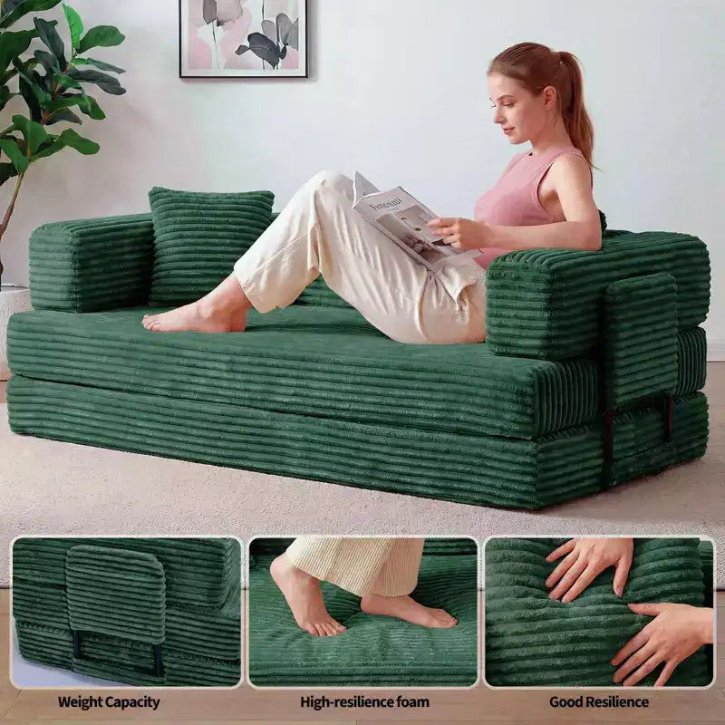 80,7 Canapé-lit convertible 5-en-1 – Corduroy, 1200 lbs, Aucun assemblage requis