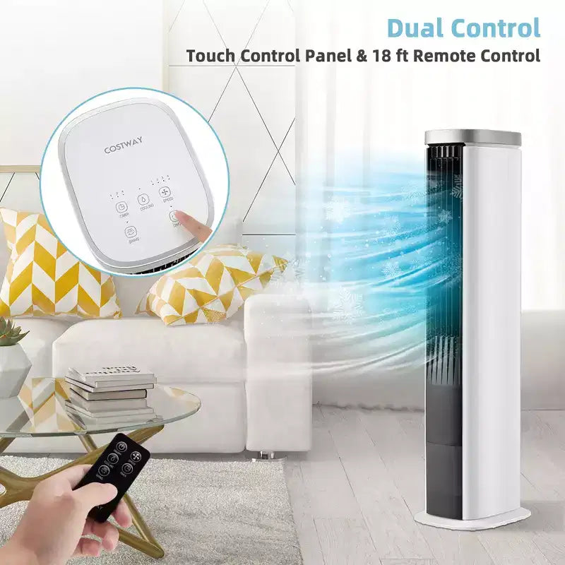 Costway Refroidisseur d'air par évaporation portable 3 en 1 102 cm Ventilateur tour sans pales avec minuterie