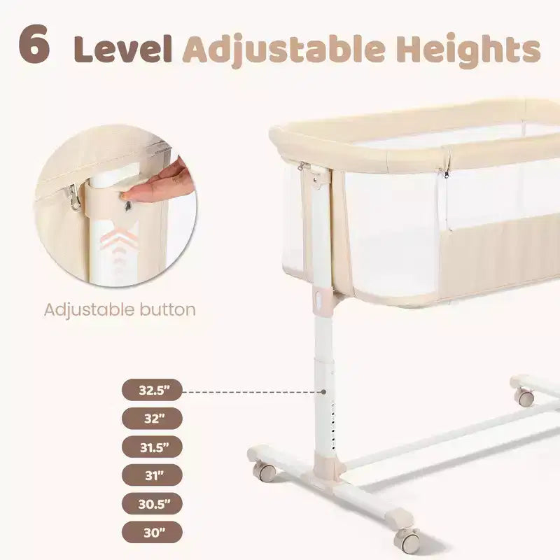 Berceau pour bébé avec roulettes – Beige / Gris / Rose, Cododo, pour 1 bébé
