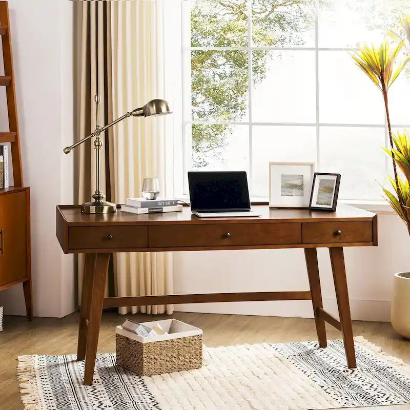 Bureau de direction Mid-century Eugenia avec séparateur de tiroir, gestion des câbles et station de charge par HULALA HOME